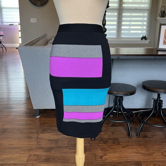 Per Se Colorblock Pencil Skirt Fits Size Small Altered from M Wiggle Straight - Picture 7 of 12